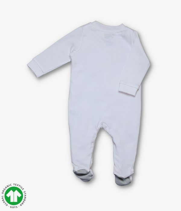 Unisex white Footed full sleeve jumpsuit/ all in one/ onesie/fullsie/ romper/ sleepsuit with snaps