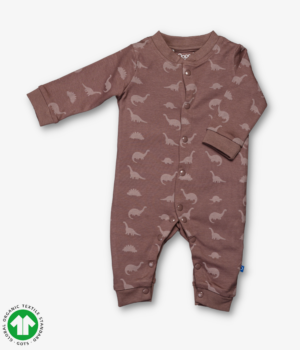 Boys Foot open full sleeve jumpsuit/ all in one/ onesie/fullsie/ romper/ sleepsuit in Deep Taupe color with snaps.