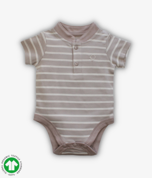 Boys semi front open short sleeve bodysuit in opal grey color with snap crotch.