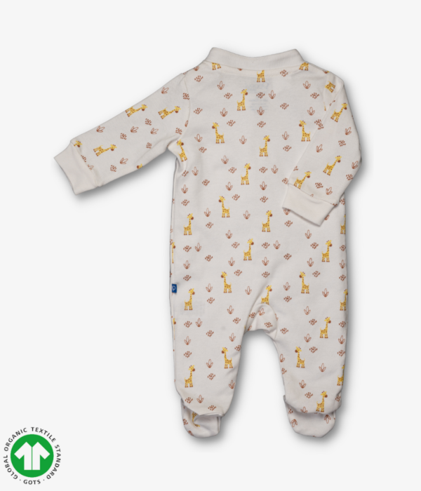 Unisex Footed full sleeve jumpsuit/ all in one/ onesie/fullsie/ romper/ sleepsuit with snaps. Giraffe prints. Ivory color